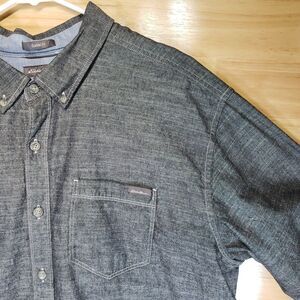 Eddie Bauer Men’s Button Up Shirt XL Classic Fit Gray Chambray Cotton